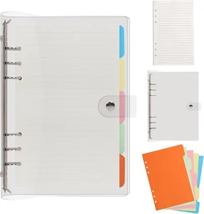 Clear A5 Notebook Binder 6 Ring - Transparent A5 Binder Loose Leaf Notebook C... - Picture 1 of 1