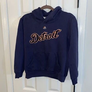Detroit Tigers Hoodie Majestic Youth sz L (14 / 16) Large Embroidered Script - Picture 1 of 5