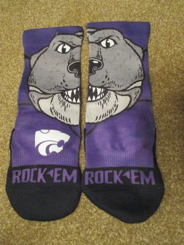 KSU Kansas State University WILLIE "Rock Em" Mascot YOUTH socks One Size Cover