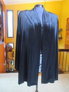 NWT VIKKI VI 3X Black Velvet Shark Bite Open Front Drape Stretch Jacket Cardigan - Picture 1 of 7