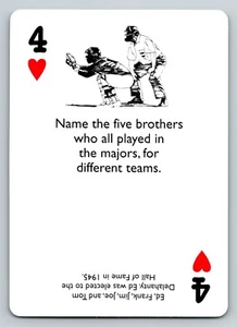 Tarjeta intercambiable MLB béisbol trivia bicicleta deportes colección cuatro de corazones - Imagen 1 de 2