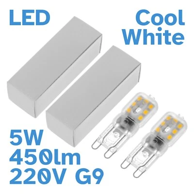 2pcs 5W G9 Cool White Clear LED Bi-Pin Light Bulb 450 lumens 220V - 240V - Image 1 of 3