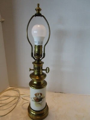 Vintage MCM Porcelain & brass table lamp w/Labrador Retriever dog 1950's 1950's - Image 1 of 4