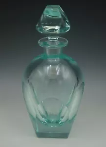 MOSER CRYSTAL BAR ICE BOTTOM DECANTER TURQUOISE ESCHLER CIRCA 1939 MARKED - Picture 1 of 9