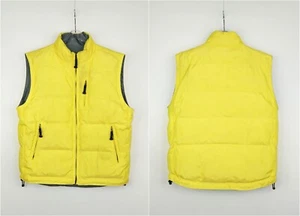 GAP Vintage Yellow/Gray Reversible Down Puffer Waistcoat Vest Size XL p2p 27” - Picture 1 of 22