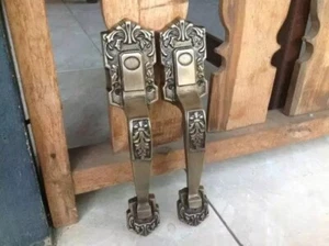 11" Inches Two pieces Garas Main Entry solid brass door handle Brass door pull - Foto 1 di 4