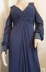Aidan Mattox Abend Maxikleid drapiert Cut-Out Perlen verzierte Bündchen US 2  - Bild 1 von 12