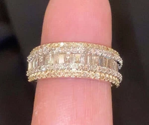 10K SOLID YELLOW GOLD 2 CARAT REAL DIAMOND ENGAGEMENT RING WEDDING PINKY BAND - Picture 1 of 1