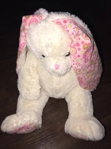 Ernstings Family Stofftier Kuscheltier Plüschtier Hase Rosa Blumen Weiß Creme XL - Bild 1 von 4