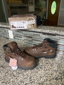 Hoss Boots Men's Adam Brown 60421 6 inch Steel Toe Waterproof Work Boot 11.5 2E - Picture 1 of 8