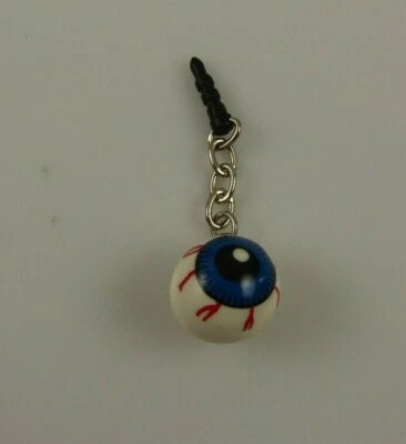 Halloween spooky eye ball eyeball cell phone charm purse strap bling blue - Image 1 of 4
