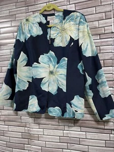 Y2K Victor Costa Occasion Womens L Beaded Floral Blue Zip Jacket soft shell VTG - Picture 1 of 10