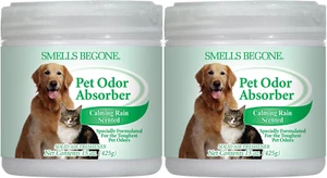 2-Pck SMELLS BEGONE Pet Odor Absorber Gel 15oz Calming Rain Scent Air Freshen NW - Picture 1 of 6