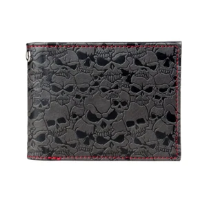 Skull Design PU Leather Double Fold Wallet – Stylish & Durable, FREE P&P - Picture 1 of 5