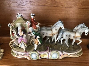 Porzellanfiguren Gräfenthal Kutsche und Pferde Figur DDR - Bild 1 von 6
