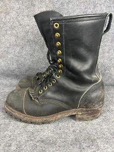 Canada West Lace Work Boots Men’s 8D Black Leather Logger 14375 - Picture 1 of 7