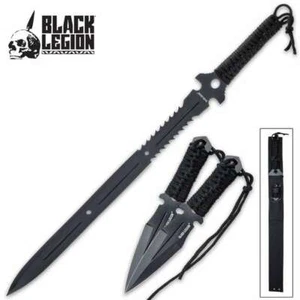 28" Ninja Sword Full Tang Machete Tactical Blade Katana 2 pieces Throwing Knife - Picture 1 of 4