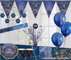 50th & Happy Birthday Navy Blue Gold Party Decorations Bunting Banners Balloons