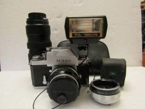Nikon F Photomic TN 35mm Camera Outfit - Nice - 3 Lenses - Flash - Picture 1 of 24