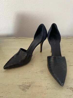 VINCE Made in Italy Suede & Snakeskin d’Orsay Point Toe Pump in Navy Size 8 1/2 - Image 1 of 4