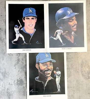 3-pc Union Oil 1982 LA Dodgers Posters Dave Stewart/Pedro Guerrero/Mike Marshall - Image 1 of 4