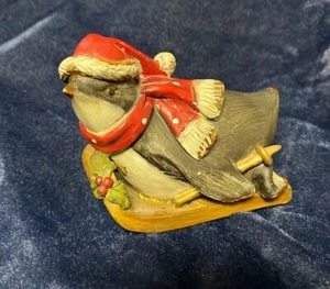 Resin Skiing Penguin Figurine - Picture 1 of 7