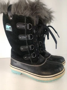 Botas SOREL Invierno Aisladas a la Nieve Impermeables Negras con Piel Imitada Gris Talla 1 Juventud - Imagen 1 de 11