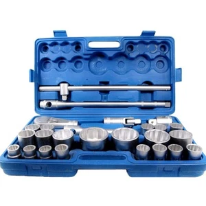 26Pc Drive Socket Set 3/4 & 1" Metric Ratchet Shallow Deep Sockets 21mm - 65mm - Picture 1 of 8