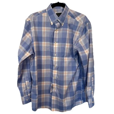 NWT Jos A. Bank Blue Orange Check Shirt Long Sleeve Button Down Travelers Sz M - Image 1 of 4