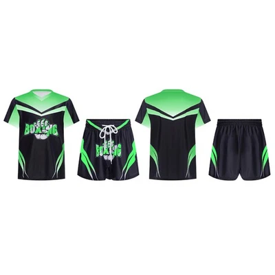 Kids Boys Suit Running Set Costume Outfits Training V-Neck Color Block Uniform - Image 1 of 3