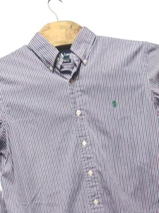 Ralph Lauren Men's L Purple White Stripe Long Sleeve Slim Fit Button Down Shirt - Picture 1 of 6