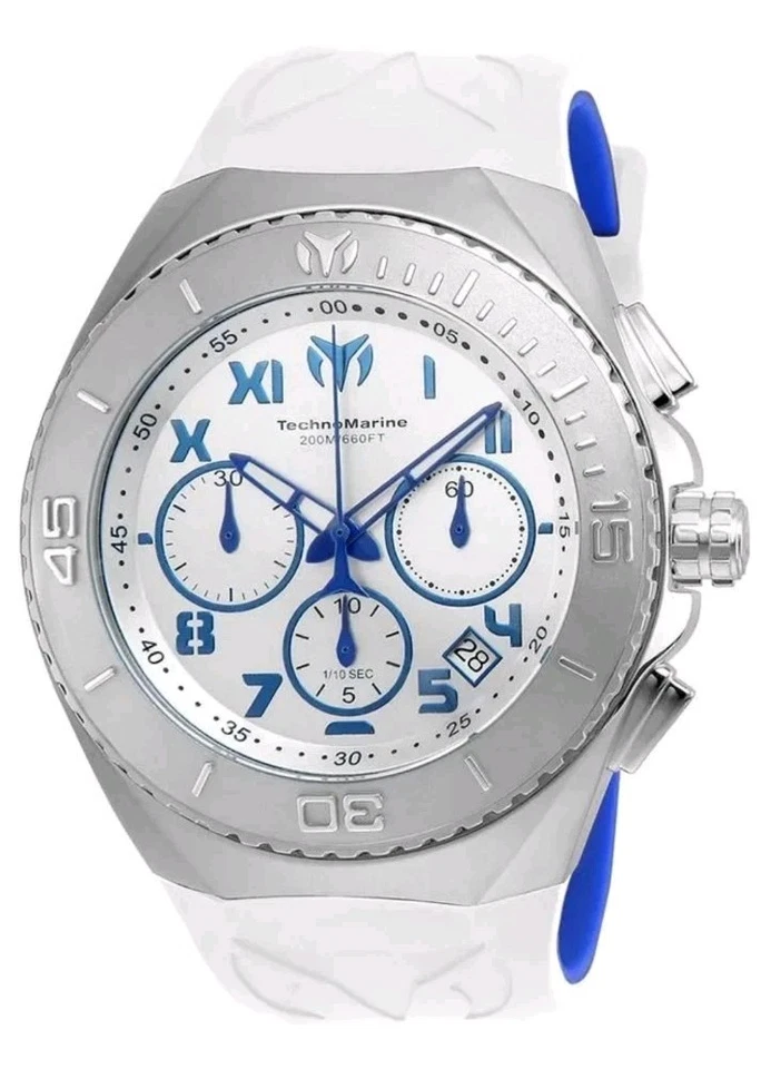 Technomarine Ocean Manta Men's 48mm White Silicone Chronograph Watch TM-215063 - Image 1 of 1