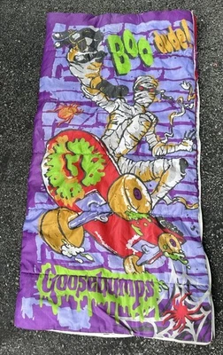 Vintage Goosebumps Skateboarding Mummy Sleeping Bag RL Stine Halloween 30x57 - Image 1 of 4