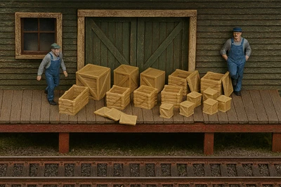 13 Shipping Crates - Very realistic details for your HO Scale Model Train Layout - Image 1 of 4