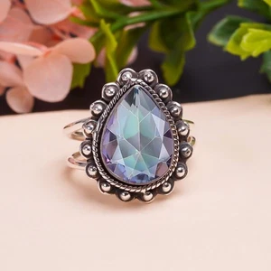 Mystic Topaz Gemstone Handmade 925 Sterling Silver Jewelry Ring All Size - Picture 1 of 3
