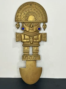 Vintage Messing peruanische Tumi Figur alt Wandbehang zeremonielle Klinge Azteken - Bild 1 von 13