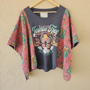 NWT Vintage Peacenik Joshua Tree KANTHA Upcycled Poncho Boho Top T-Shirt (S-2XL) - Picture 1 of 9