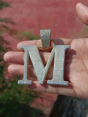 3.30Ct Round Cut Lab-Created Custom Initial Pendant 14K Yellow Gold Plated - Image 1 of 3