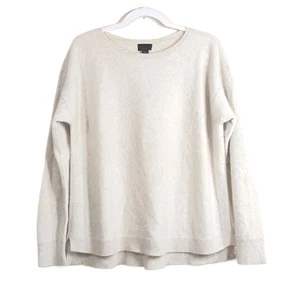 J. Crew Cashmere Sweater Womens XL Beige Cozy Preppy Pullover Luxury Ribbed Trim - Picture 1 of 5