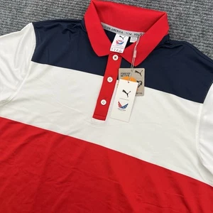 Puma Volition Mens Large 50 UPF Polo Golf Shirt Colorblock NWT MSRP $80 America - Picture 1 of 7