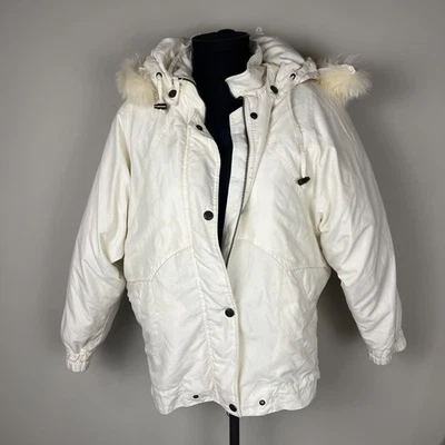 Parka Towns By London Fog Marfil Forrada de Piel Sintética Capucha Forrada Forro con Cremallera Talla 8 Para Mujer Foto 1 de 4