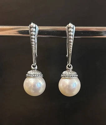 Pendientes colgantes de perlas Luna de plata de ley LAGOS Foto 1 de 3