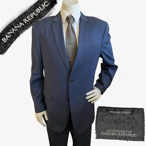 Traje de tela italiana Banana Republic Marzotto para hombre 44R 38x31 ajuste estándar azul - Imagen 1 de 21