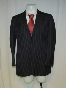 Sartoria Attolini Napoli Navy Blue Pinstriped Three Button Suit Jacket 42 - Picture 1 of 14