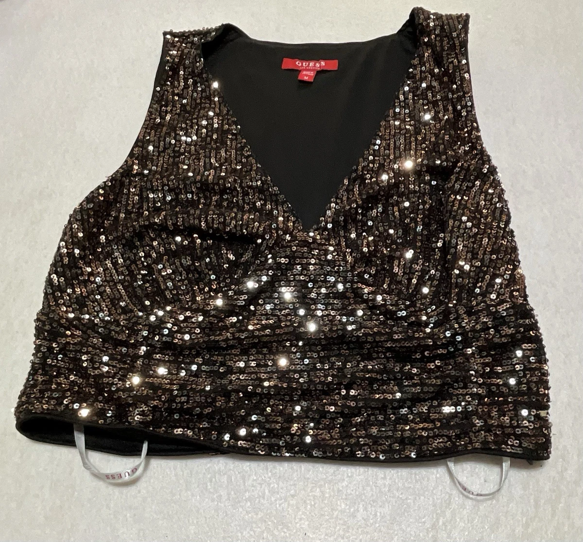 GUESS Women's Eco Sleeveless Logo Tank Top - Embellished Scoop Neck Casual Top