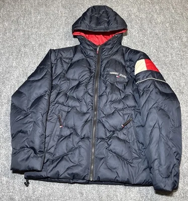 De Colección Tommy Hilfiger Tommy Jeans Chaqueta Puffer Relleno Azul Marino Rojo Chaqueta de Invierno Foto 1 de 4