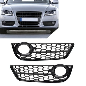For Audi A5 2008-2011 Honeycomb Mesh Front Bumper Fog Light Grille Cover - Picture 1 of 10