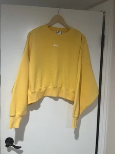 Sudadera Nike Sportswear Phoenix de gran tamaño amarilla recortada para mujer talla M - Imagen 1 de 5