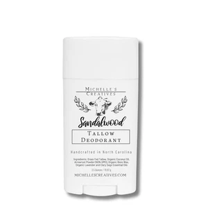 Natural Sandalwood Tallow Deodorant Women & Men'S Deodorant - Handcrafted in - Picture 1 of 8