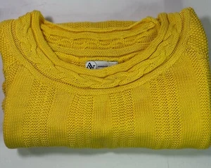 Adrienne Vittadini Sweater Yellow Crop Sleeve Knit Pullover Women’s Size XL EUC - Picture 1 of 10